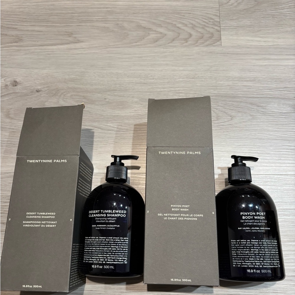 Twentynine Palms Luxury Body Wash and Shampoo Set - New in Original Boxes